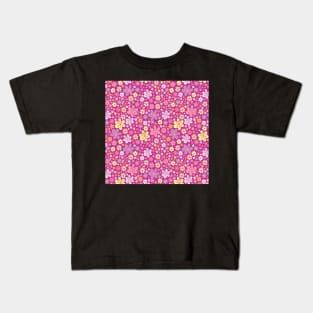 PINK PURPLE YELLOW VINTAGE FLORAL RETRO FUN 00S 90S Kids T-Shirt